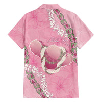 Hawaii Maui Island Flowers Lei Family Matching Mermaid Dress and Hawaiian Shirt Lokelani Rose Pink