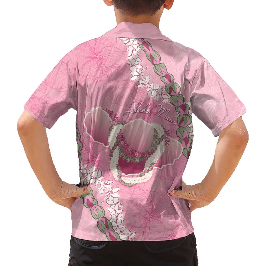 Hawaii Maui Island Flowers Lei Family Matching Summer Maxi Dress and Hawaiian Shirt Lokelani Rose Pink