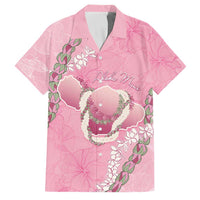 Hawaii Maui Island Flowers Lei Family Matching Tank Maxi Dress and Hawaiian Shirt Lokelani Rose Pink