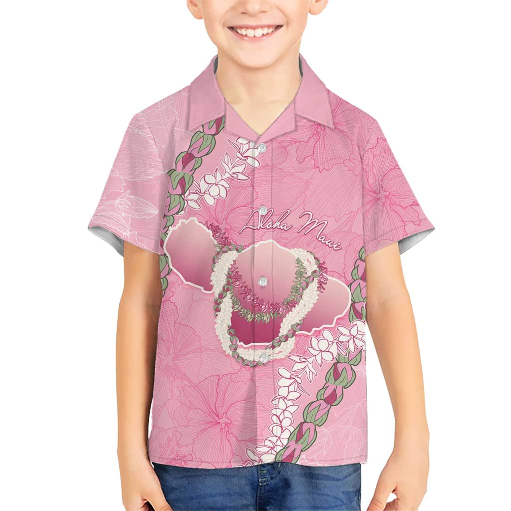 Hawaii Maui Island Flowers Lei Family Matching Tank Maxi Dress and Hawaiian Shirt Lokelani Rose Pink