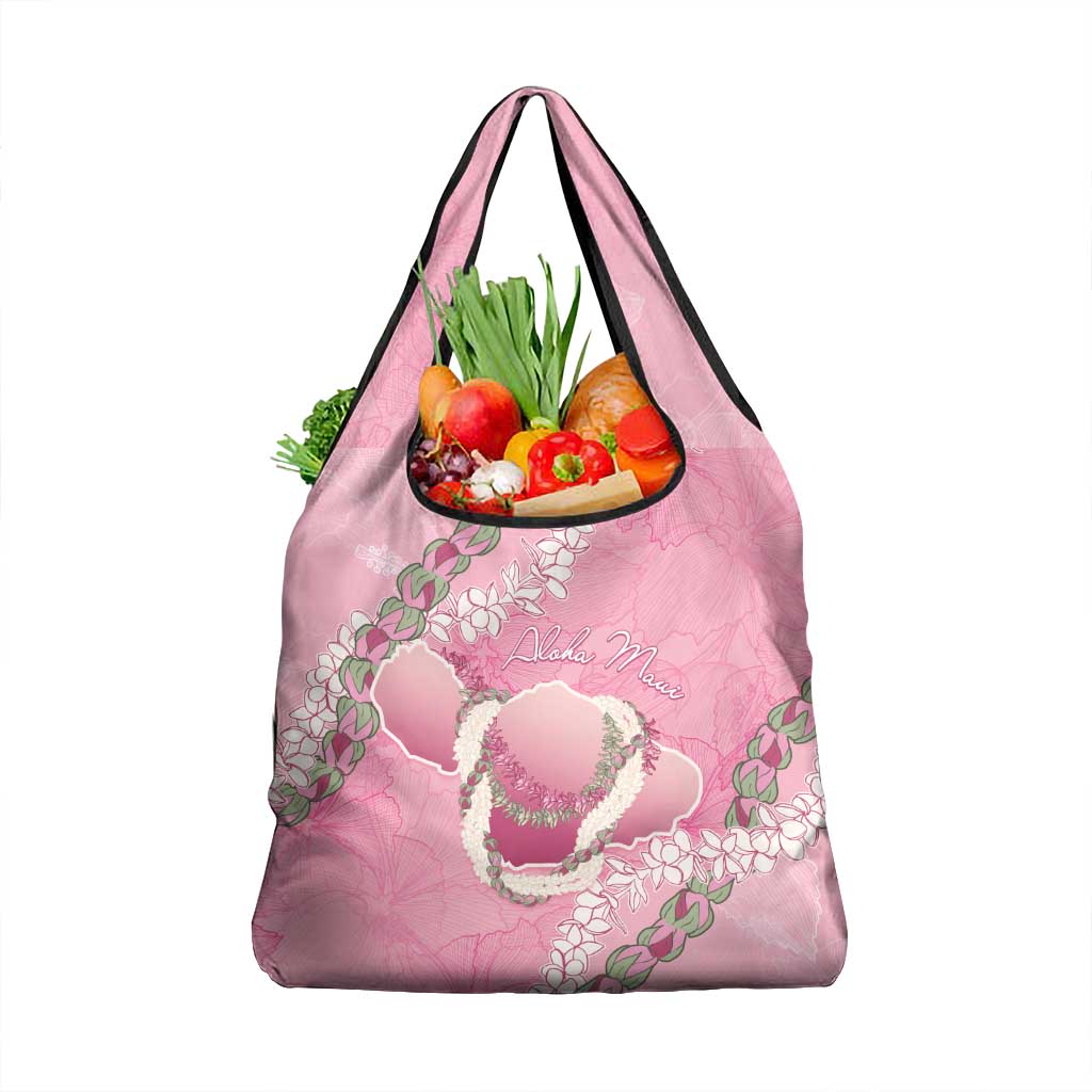 Hawaii Maui Island Flowers Lei Grocery Bag Lokelani Rose Pink LT7 1-pack One Size Pink - Polynesian Pride