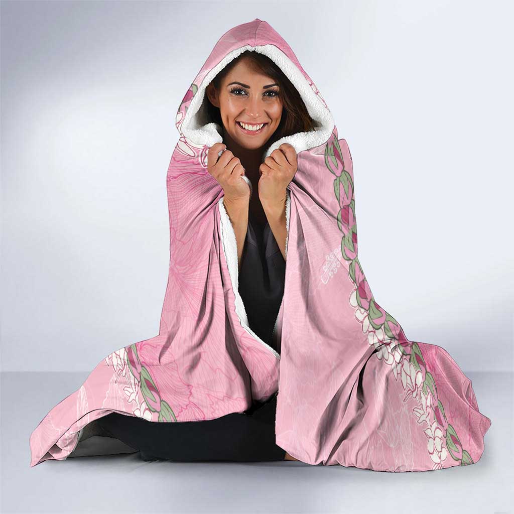 Hawaii Maui Island Flowers Lei Hooded Blanket Lokelani Rose Pink LT7 - Polynesian Pride