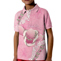 Hawaii Maui Island Flowers Lei Kid Polo Shirt Lokelani Rose Pink LT7 Kid Pink - Polynesian Pride