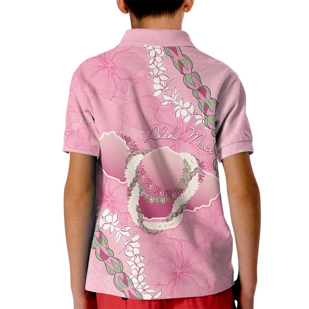 Hawaii Maui Island Flowers Lei Kid Polo Shirt Lokelani Rose Pink LT7 - Polynesian Pride