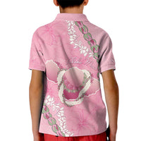 Hawaii Maui Island Flowers Lei Kid Polo Shirt Lokelani Rose Pink LT7 - Polynesian Pride
