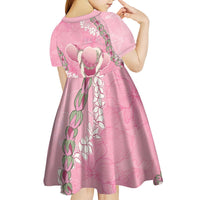 Hawaii Maui Island Flowers Lei Kid Short Sleeve Dress Lokelani Rose Pink