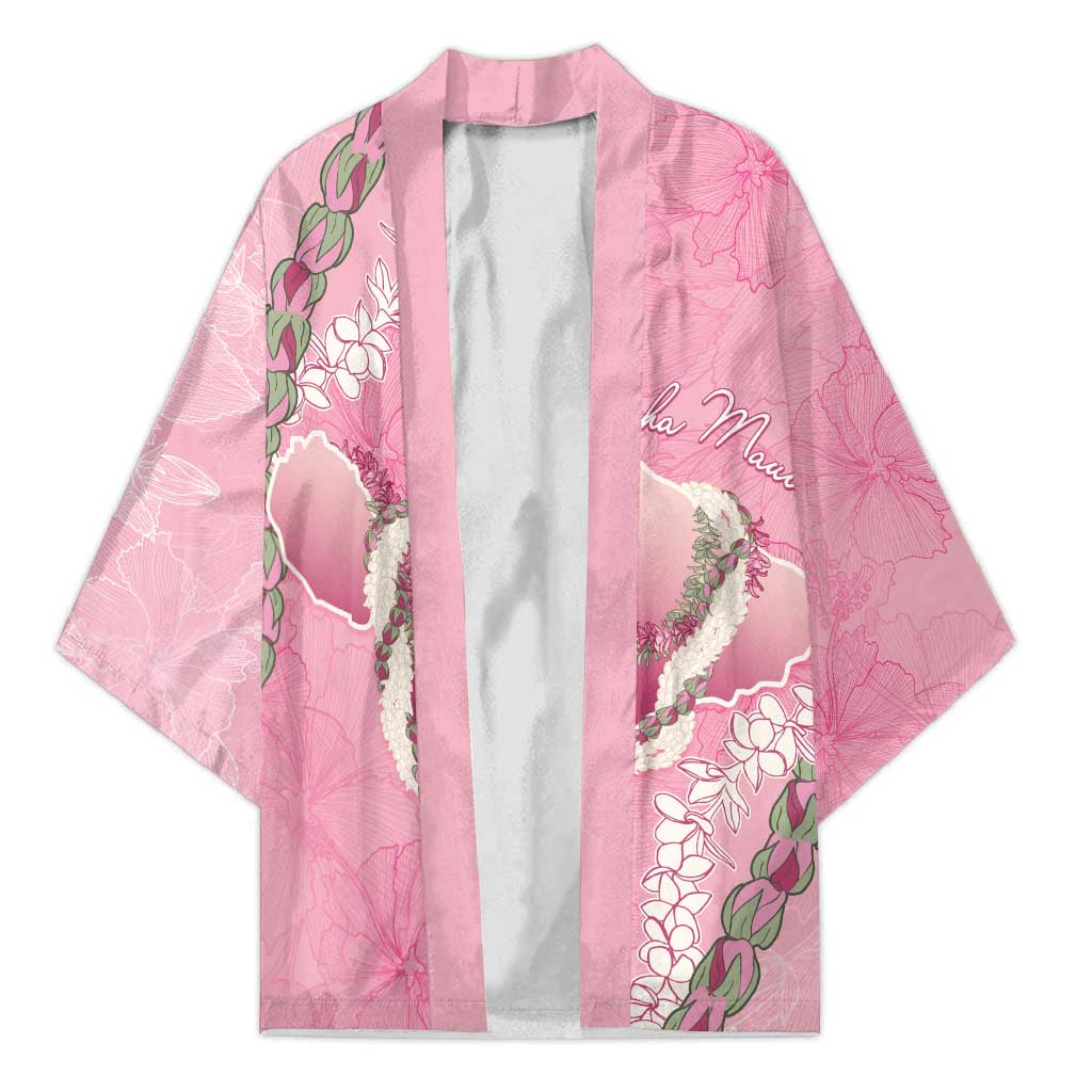Hawaii Maui Island Flowers Lei Kimono Lokelani Rose Pink LT7 Unisex Pink - Polynesian Pride
