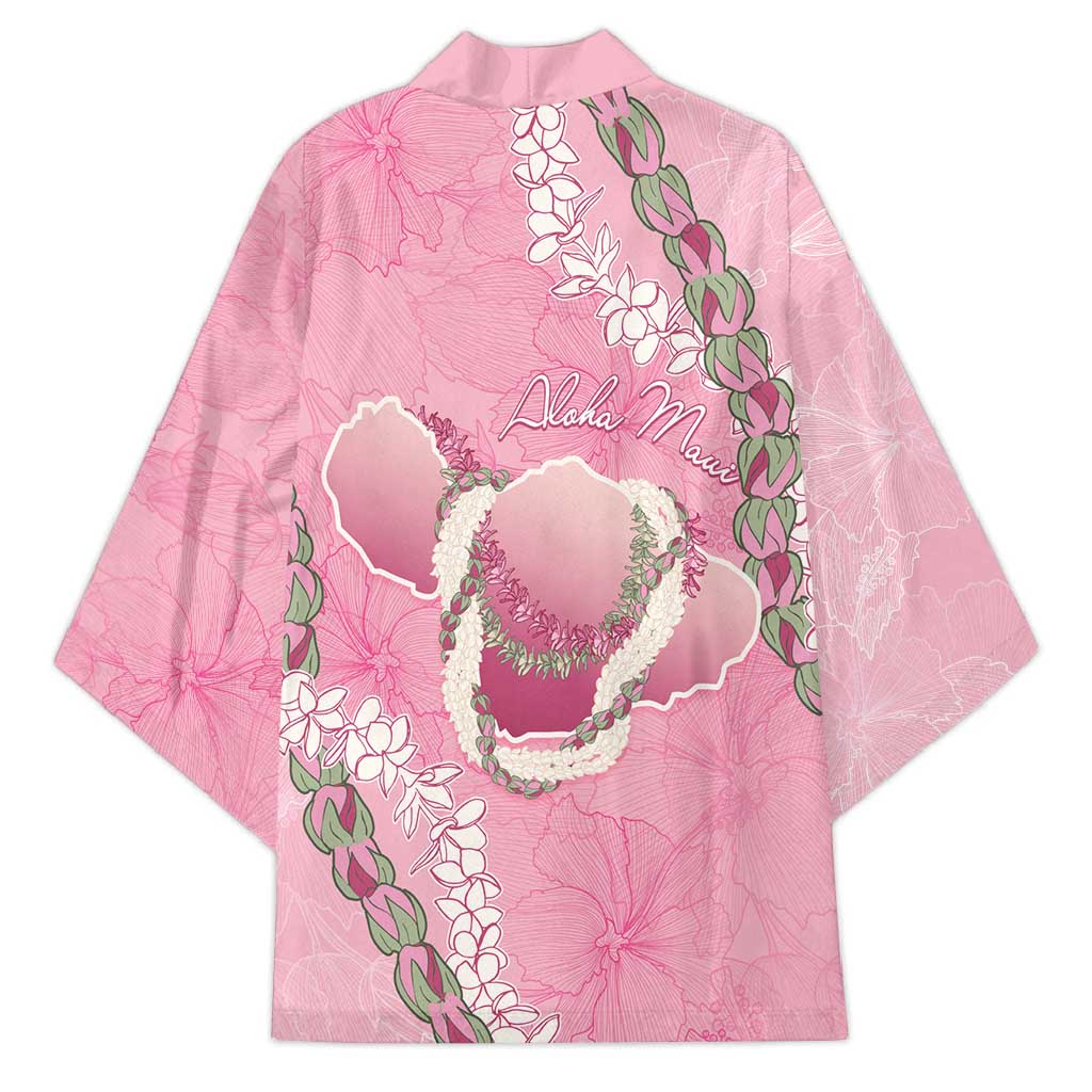 Hawaii Maui Island Flowers Lei Kimono Lokelani Rose Pink LT7 - Polynesian Pride