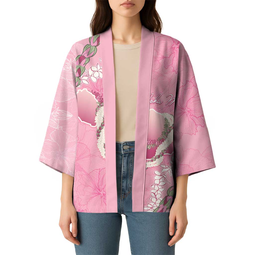 Hawaii Maui Island Flowers Lei Kimono Lokelani Rose Pink LT7 - Polynesian Pride