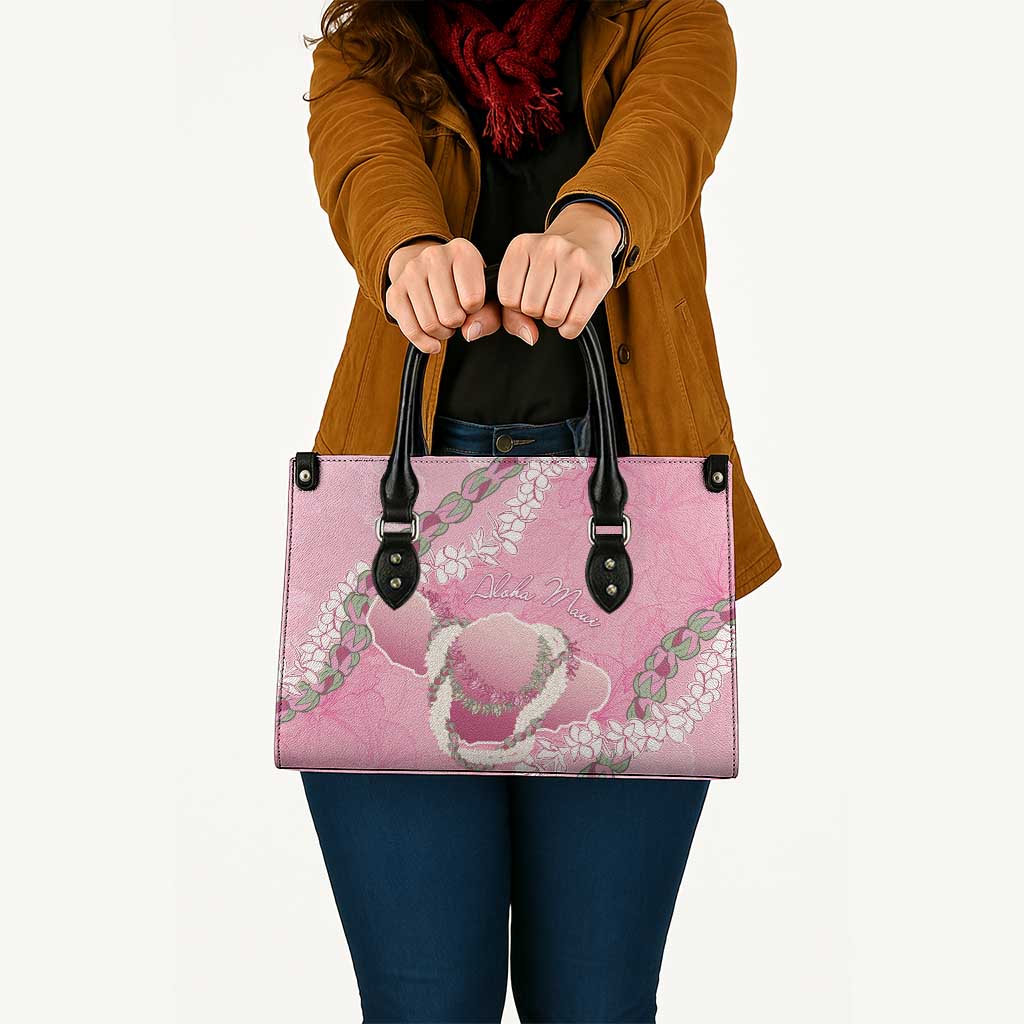 Hawaii Maui Island Flowers Lei Leather Bag Lokelani Rose Pink LT7 - Polynesian Pride