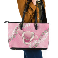 Hawaii Maui Island Flowers Lei Leather Tote Bag Lokelani Rose Pink LT7 - Polynesian Pride