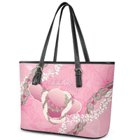 Hawaii Maui Island Flowers Lei Leather Tote Bag Lokelani Rose Pink LT7 - Polynesian Pride