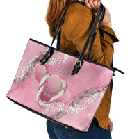 Hawaii Maui Island Flowers Lei Leather Tote Bag Lokelani Rose Pink LT7 - Polynesian Pride