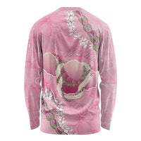 Hawaii Maui Island Flowers Lei Long Sleeve Shirt Lokelani Rose Pink LT7 - Polynesian Pride