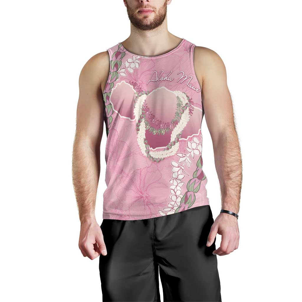 Hawaii Maui Island Flowers Lei Men Tank Top Lokelani Rose Pink LT7 - Polynesian Pride