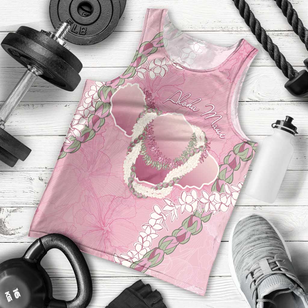 Hawaii Maui Island Flowers Lei Men Tank Top Lokelani Rose Pink LT7 - Polynesian Pride