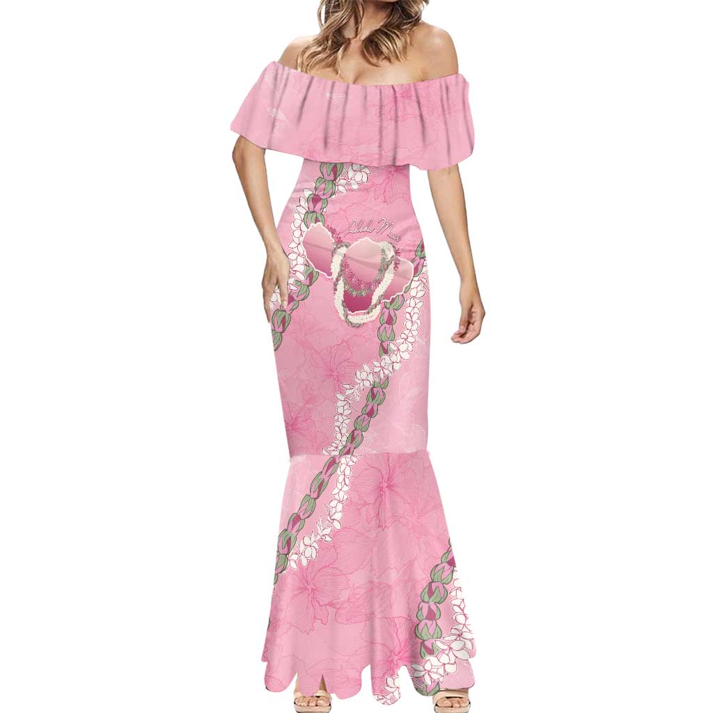 Hawaii Maui Island Flowers Lei Mermaid Dress Lokelani Rose Pink LT7 - Polynesian Pride
