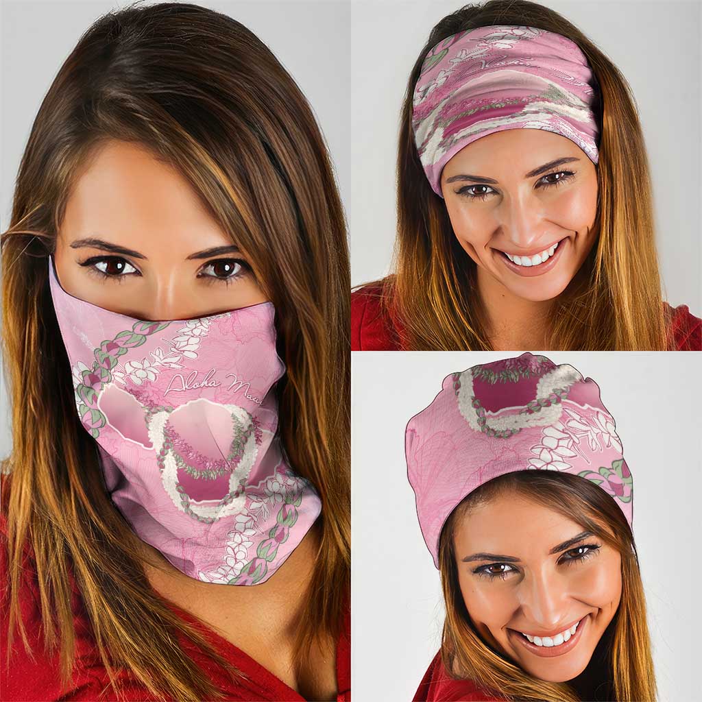 Hawaii Maui Island Flowers Lei Neck Gaiter Lokelani Rose Pink LT7 - Polynesian Pride