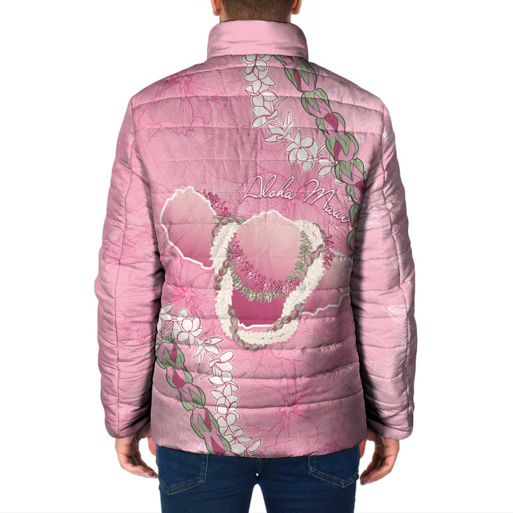 Hawaii Maui Island Flowers Lei Padded Jacket Lokelani Rose Pink LT7 - Polynesian Pride