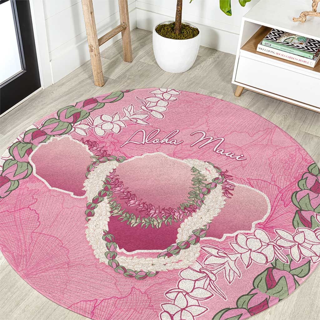 Hawaii Maui Island Flowers Lei Round Carpet Lokelani Rose Pink LT7 Pink - Polynesian Pride