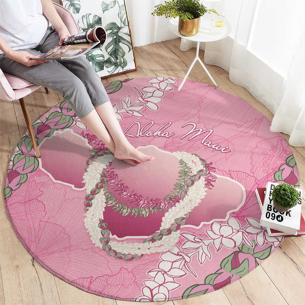 Hawaii Maui Island Flowers Lei Round Carpet Lokelani Rose Pink LT7 - Polynesian Pride