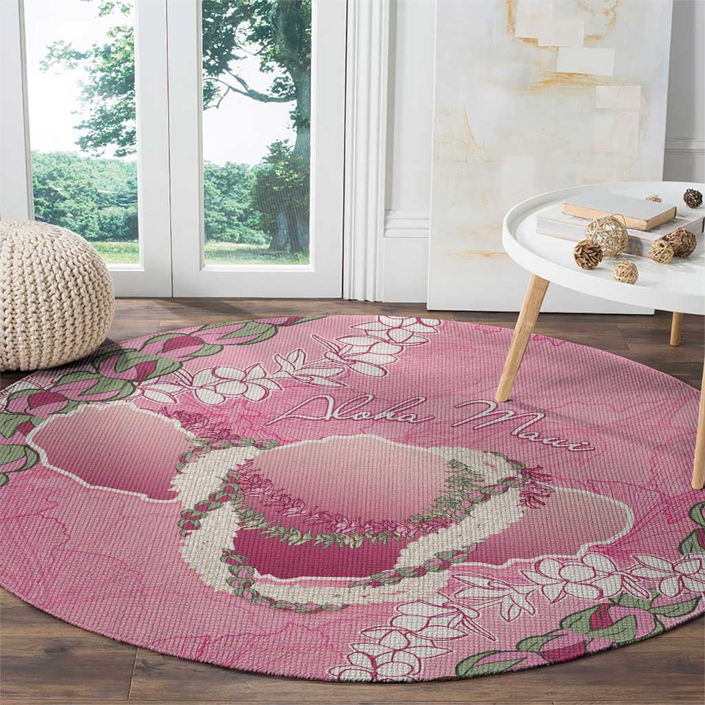 Hawaii Maui Island Flowers Lei Round Carpet Lokelani Rose Pink LT7 - Polynesian Pride
