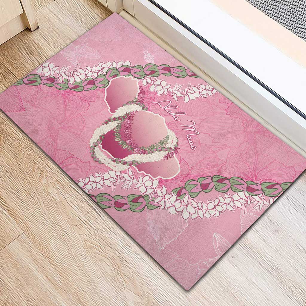 Hawaii Maui Island Flowers Lei Rubber Doormat Lokelani Rose Pink LT7 - Polynesian Pride