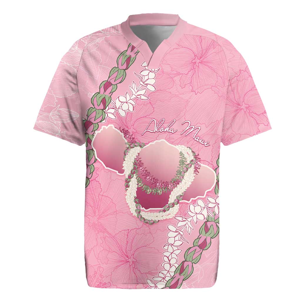 Hawaii Maui Island Flowers Lei Rugby Jersey Lokelani Rose Pink LT7 Pink - Polynesian Pride
