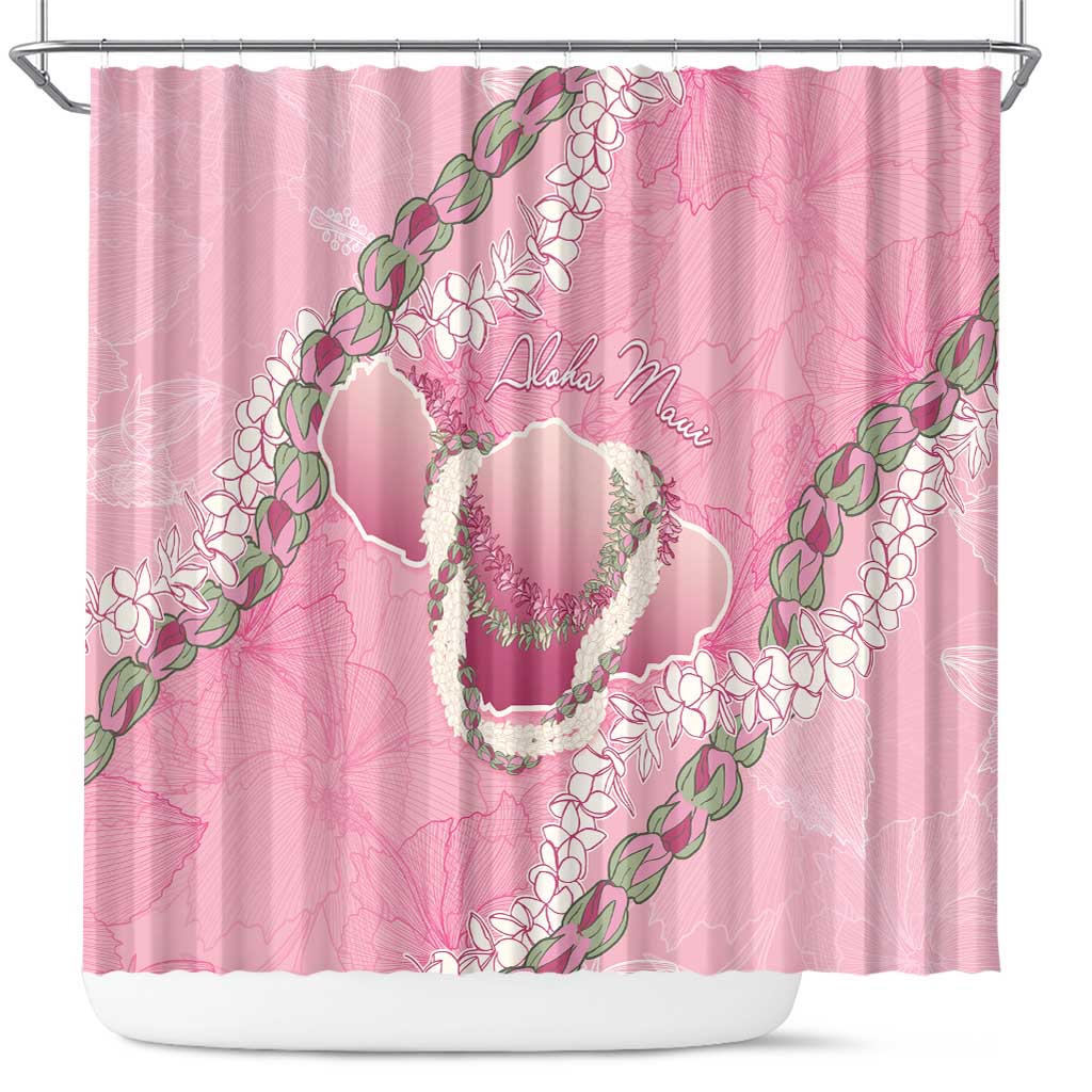 Hawaii Maui Island Flowers Lei Shower Curtain Lokelani Rose Pink LT7 Pink - Polynesian Pride