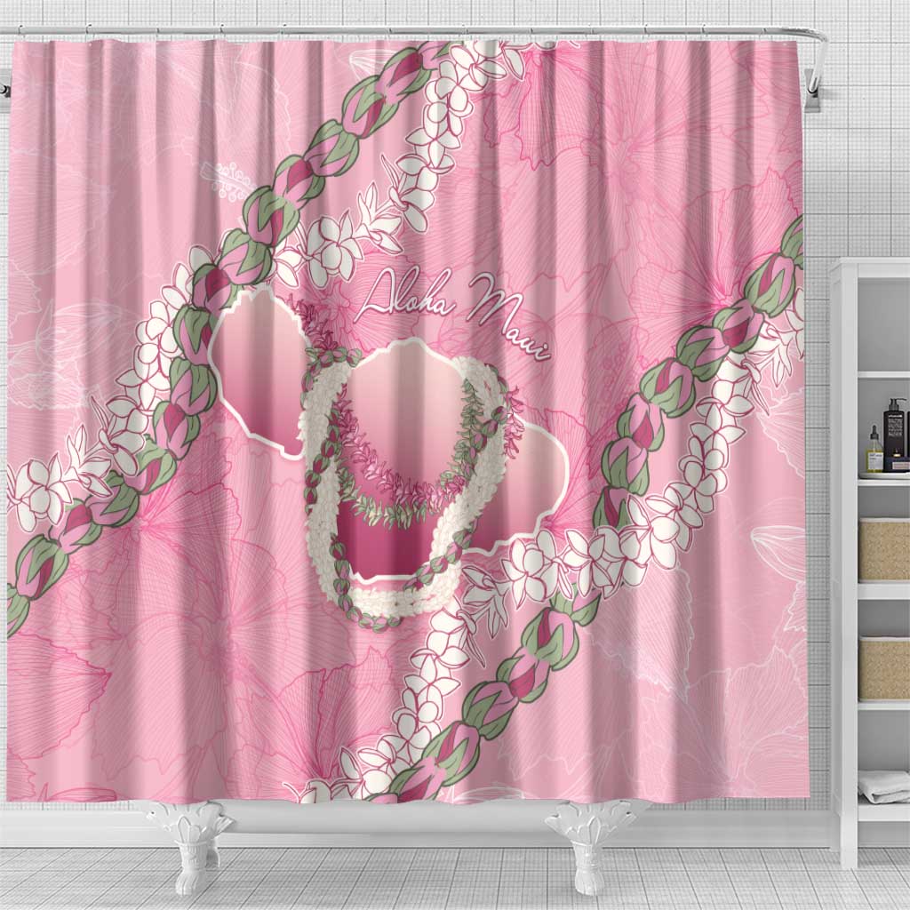 Hawaii Maui Island Flowers Lei Shower Curtain Lokelani Rose Pink LT7 - Polynesian Pride