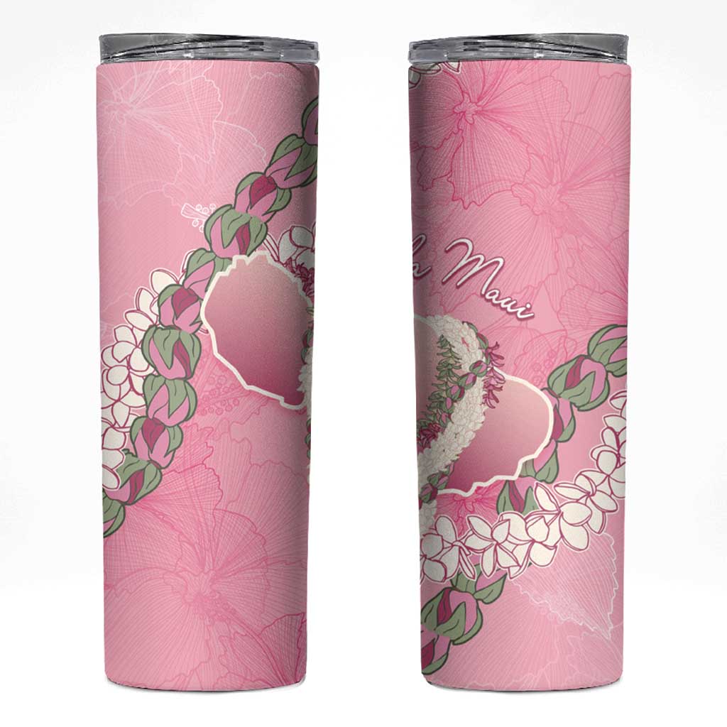 Hawaii Maui Island Flowers Lei Skinny Tumbler Lokelani Rose Pink