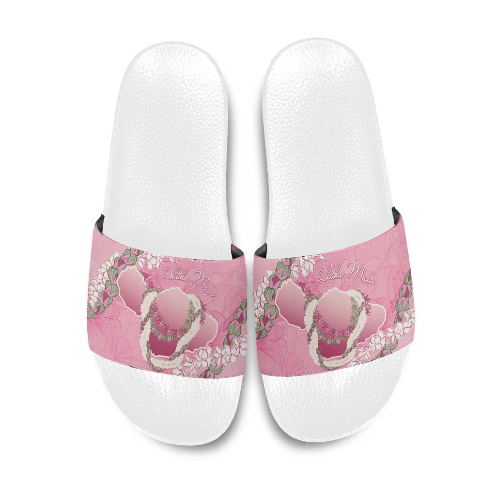 Hawaii Maui Island Flowers Lei Slide Sandals Lokelani Rose Pink LT7 Pink - Polynesian Pride