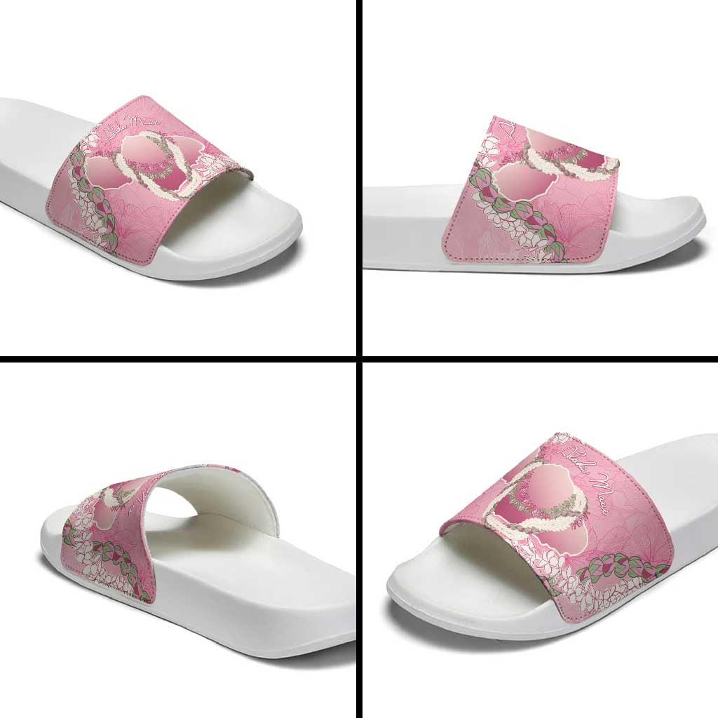 Hawaii Maui Island Flowers Lei Slide Sandals Lokelani Rose Pink LT7 - Polynesian Pride