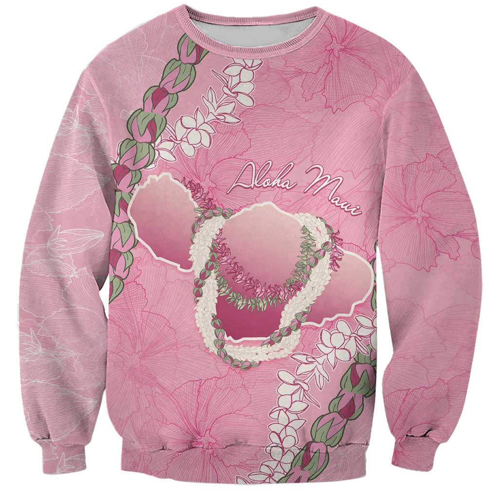 Hawaii Maui Island Flowers Lei Sweatshirt Lokelani Rose Pink LT7 Unisex Pink - Polynesian Pride