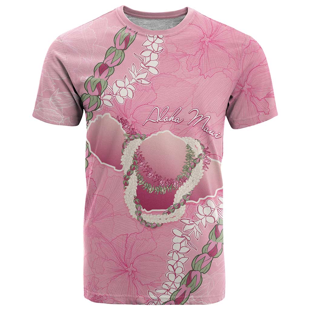 Hawaii Maui Island Flowers Lei T Shirt Lokelani Rose Pink LT7 Pink - Polynesian Pride