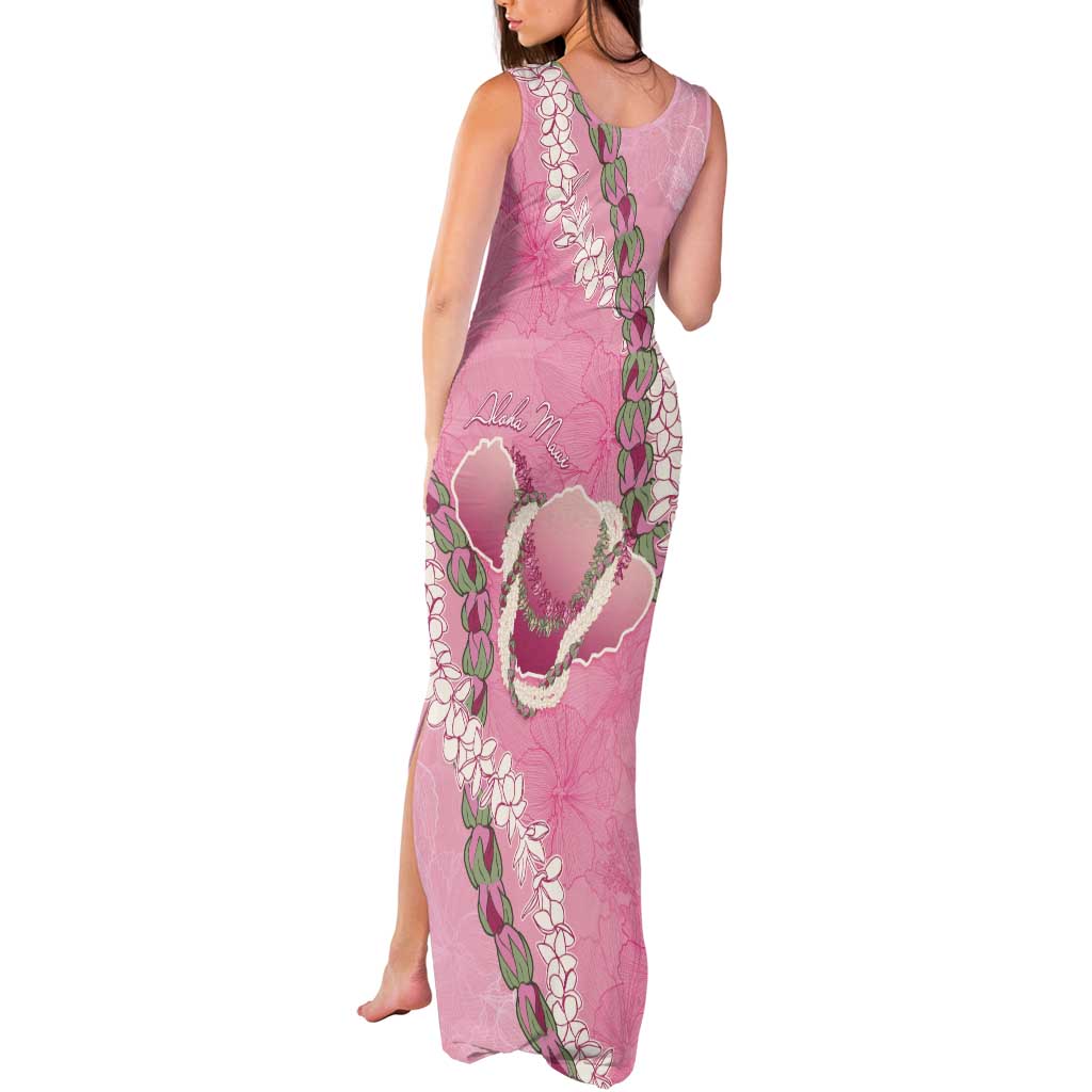 Hawaii Maui Island Flowers Lei Tank Maxi Dress Lokelani Rose Pink