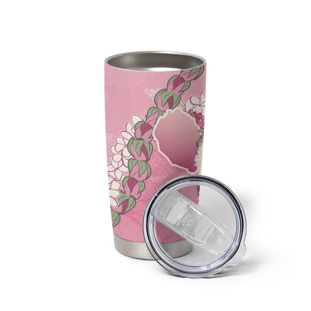 Hawaii Maui Island Flowers Lei Tumbler Cup Lokelani Rose Pink