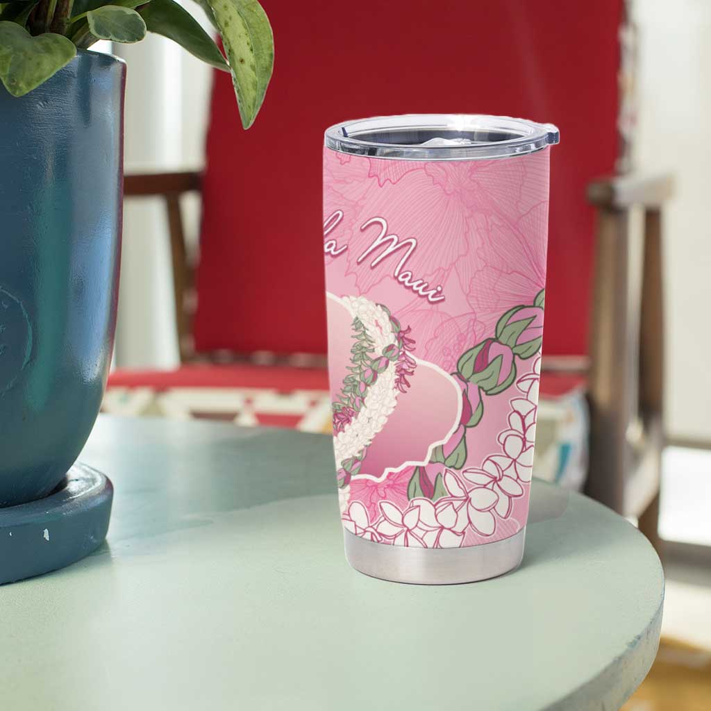 Hawaii Maui Island Flowers Lei Tumbler Cup Lokelani Rose Pink