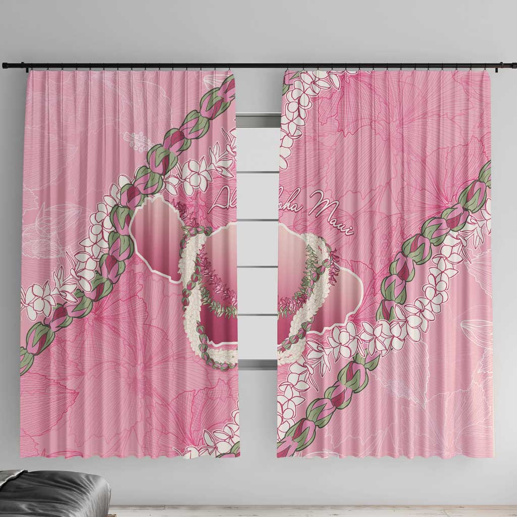 Hawaii Maui Island Flowers Lei Window Curtain Lokelani Rose Pink LT7 With Hooks Pink - Polynesian Pride