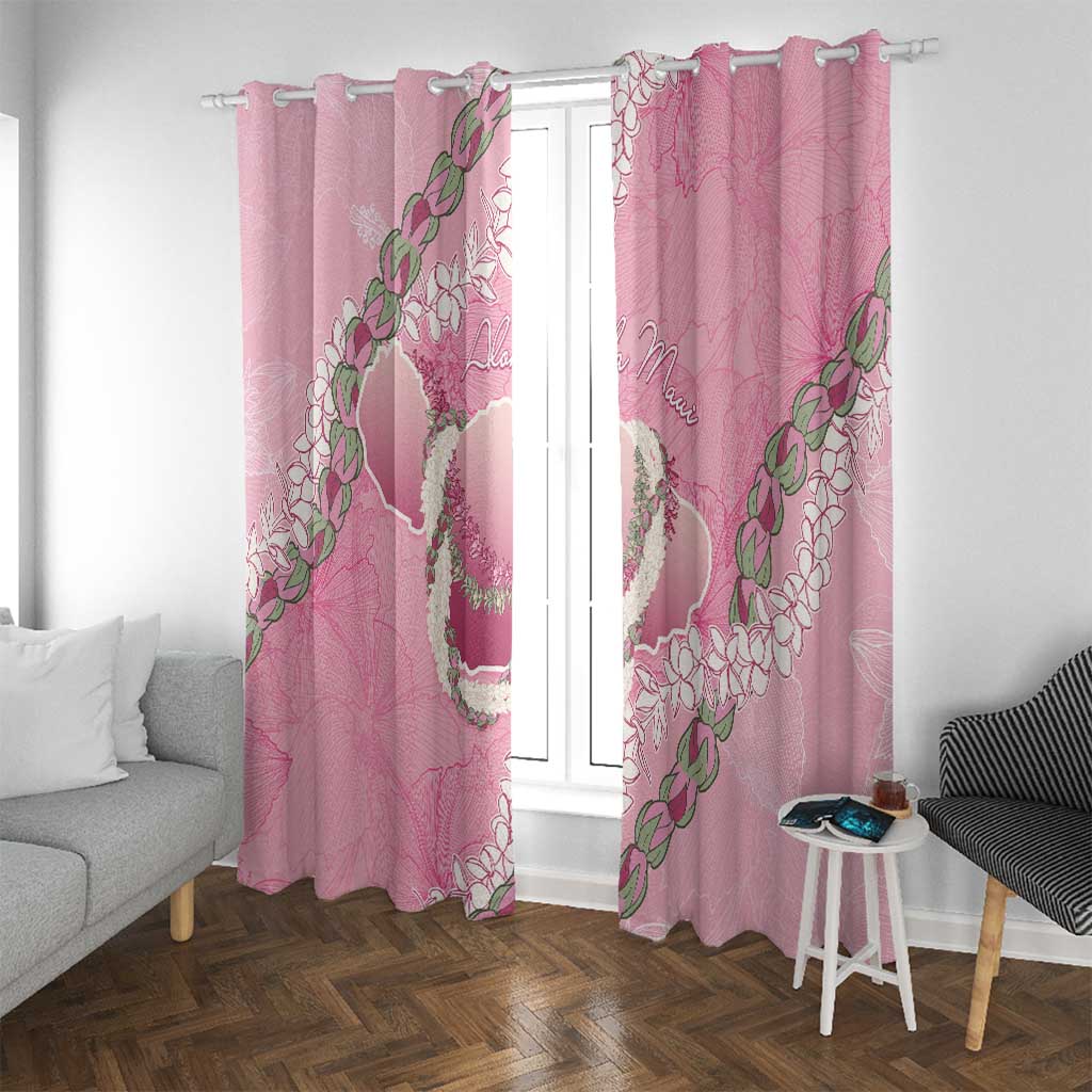 Hawaii Maui Island Flowers Lei Window Curtain Lokelani Rose Pink LT7 With Grommets Pink - Polynesian Pride