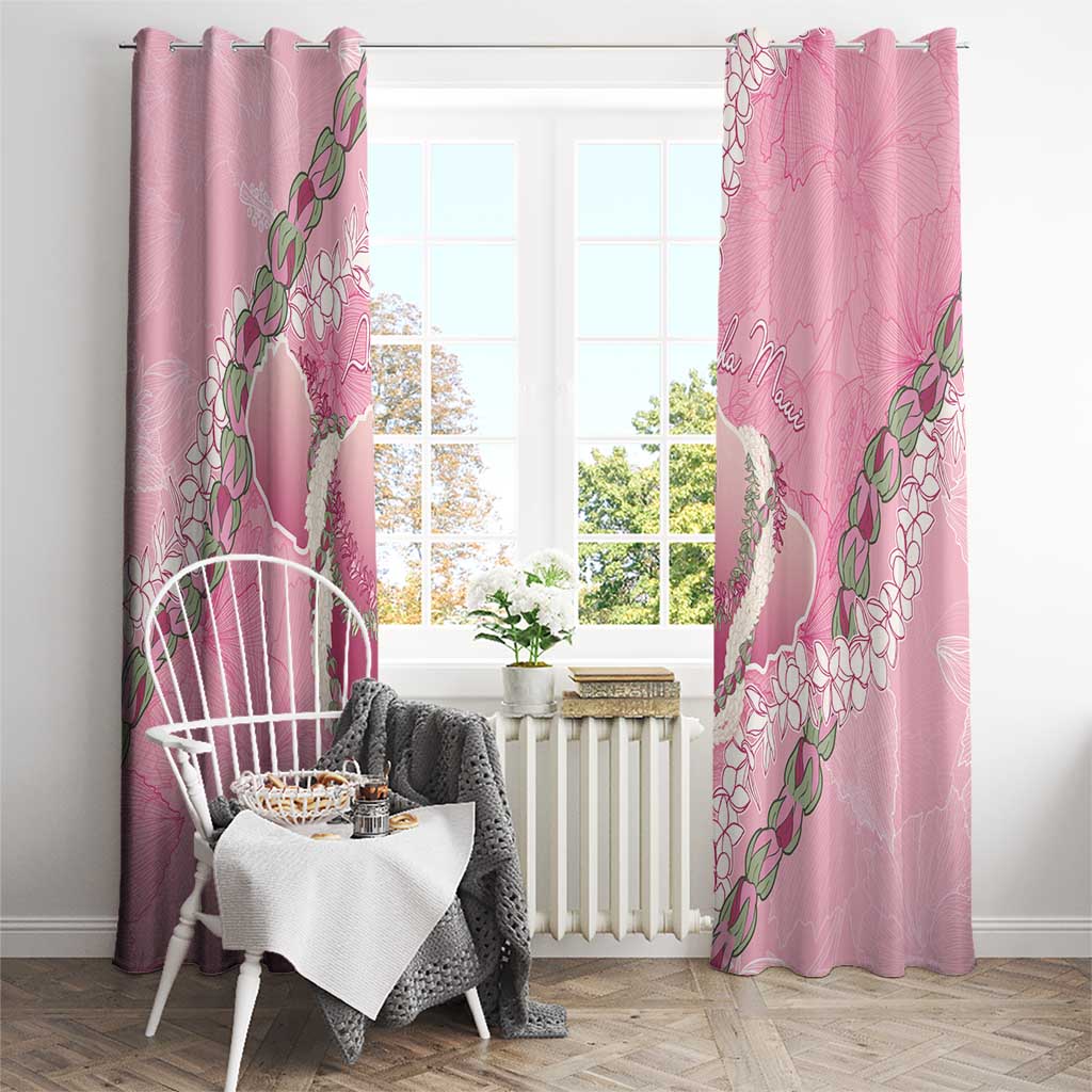 Hawaii Maui Island Flowers Lei Window Curtain Lokelani Rose Pink LT7 - Polynesian Pride