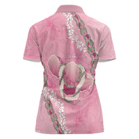 Hawaii Maui Island Flowers Lei Women Polo Shirt Lokelani Rose Pink