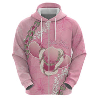 Hawaii Maui Island Flowers Lei Zip Hoodie Lokelani Rose Pink LT7 - Polynesian Pride