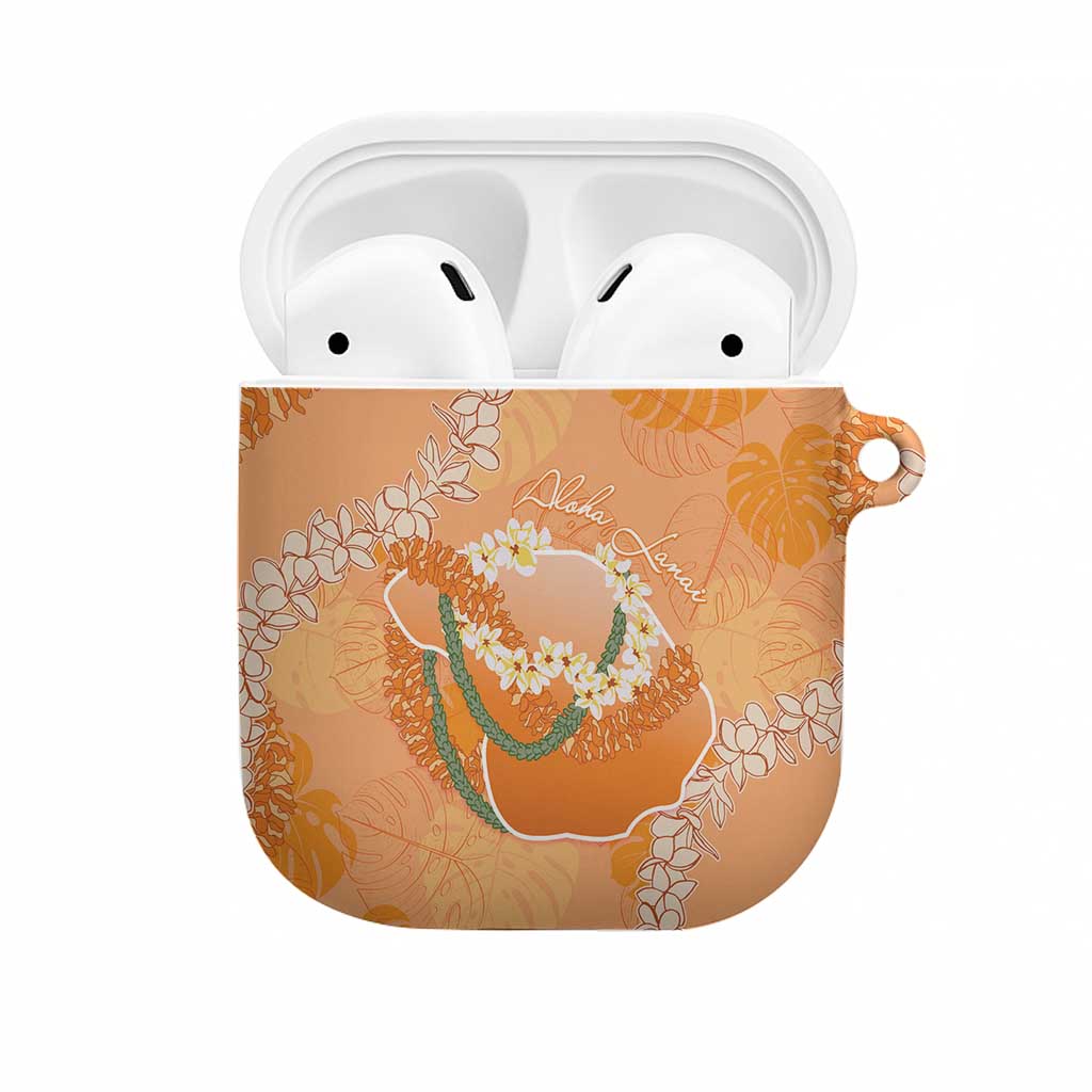 Hawaii Lanai Island Flowers Lei AirPods Case Orange Kaunaoa Mix Maile LT7 Orange - Polynesian Pride