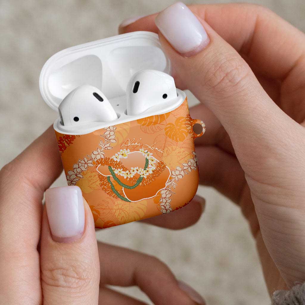 Hawaii Lanai Island Flowers Lei AirPods Case Orange Kaunaoa Mix Maile LT7 - Polynesian Pride