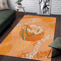 Hawaii Lanai Island Flowers Lei Area Rug Orange Kaunaoa Mix Maile LT7 Orange - Polynesian Pride