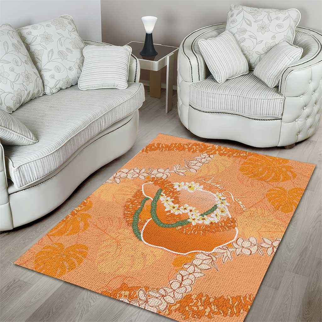 Hawaii Lanai Island Flowers Lei Area Rug Orange Kaunaoa Mix Maile LT7 - Polynesian Pride