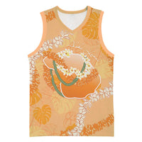 Hawaii Lanai Island Flowers Lei Basketball Jersey Orange Kaunaoa Mix Maile