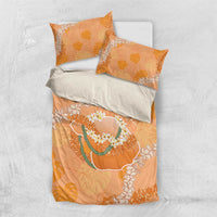 Hawaii Lanai Island Flowers Lei Bedding Set Orange Kaunaoa Mix Maile LT7 US Twin 172cm x 218cm Orange - Polynesian Pride