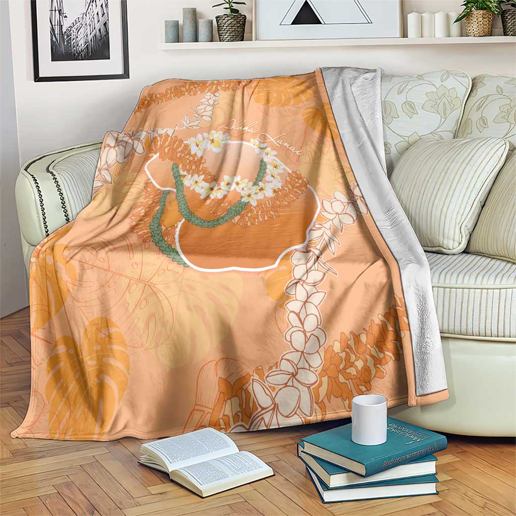 Hawaii Lanai Island Flowers Lei Blanket Orange Kaunaoa Mix Maile LT7 Orange - Polynesian Pride